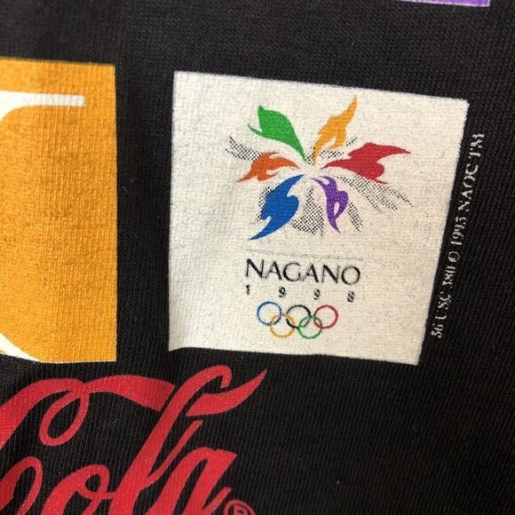 Coca Cola Nagano 1998 Olympics Black T shirt Tee Mens Size Medium Vintage Coke - Picture 3 of 8
